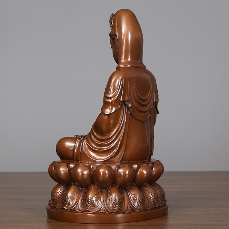 Buddha Stones観音菩薩 蓮華 富 銅像 家庭用 デスク装飾