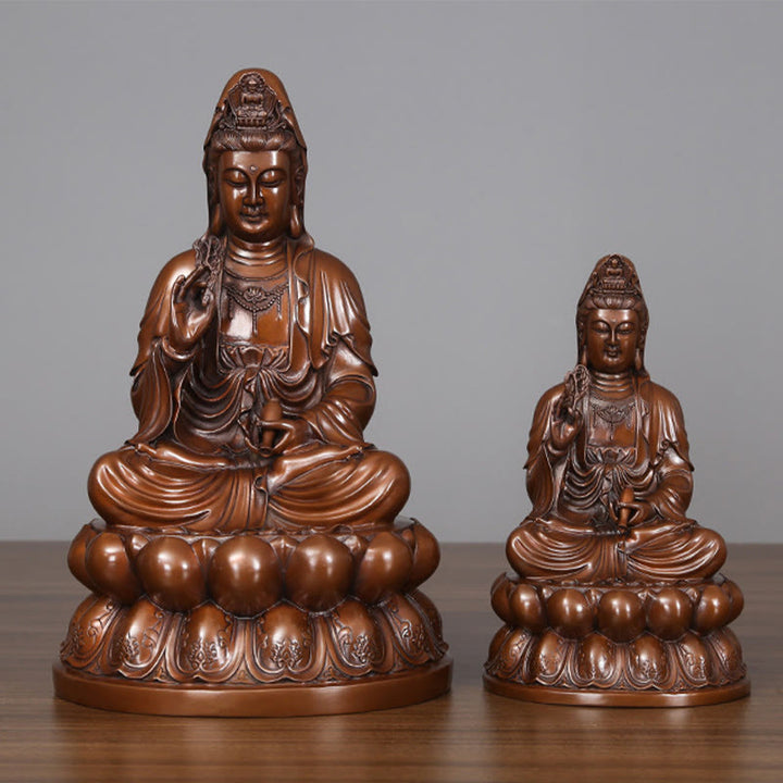 Buddha Stones観音菩薩 蓮華 富 銅像 家庭用 デスク装飾