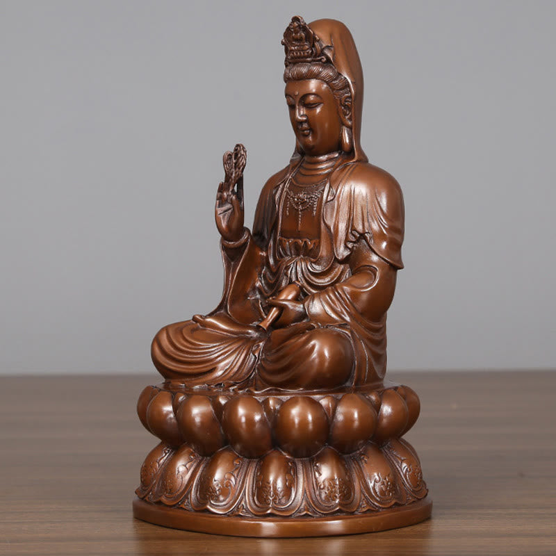 Buddha Stones観音菩薩 蓮華 富 銅像 家庭用 デスク装飾
