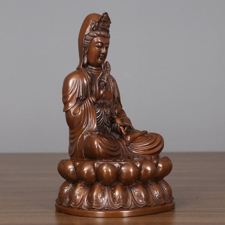 Buddha Stones観音菩薩 蓮華 富 銅像 家庭用 デスク装飾