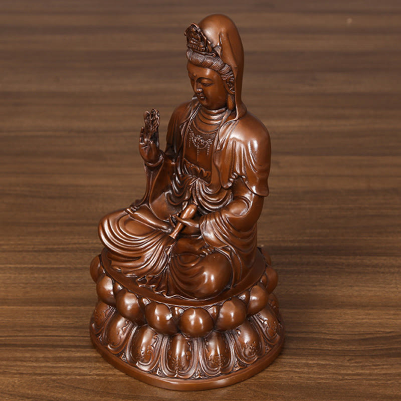 Buddha Stones観音菩薩 蓮華 富 銅像 家庭用 デスク装飾