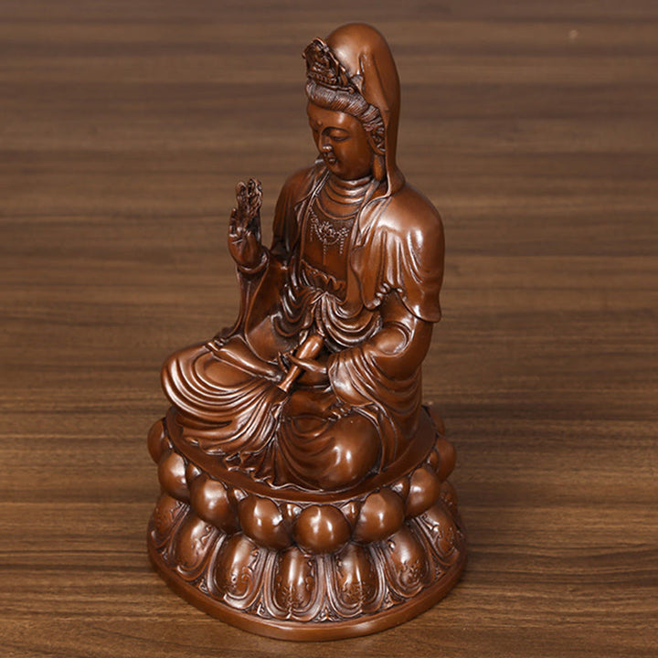 Buddha Stones観音菩薩 蓮華 富 銅像 家庭用 デスク装飾