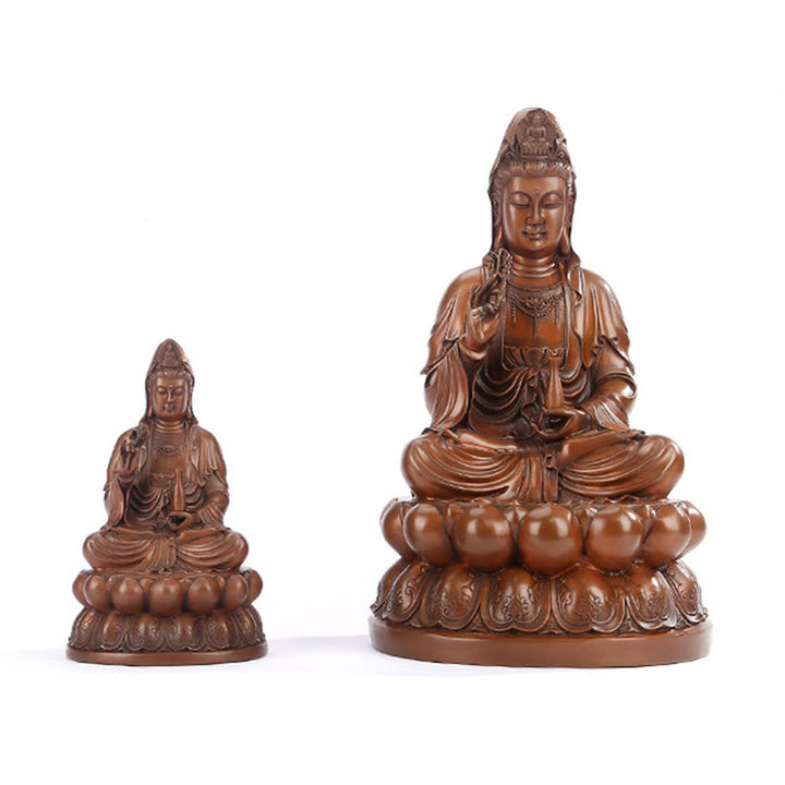 Buddha Stones観音菩薩 蓮華 富 銅像 家庭用 デスク装飾