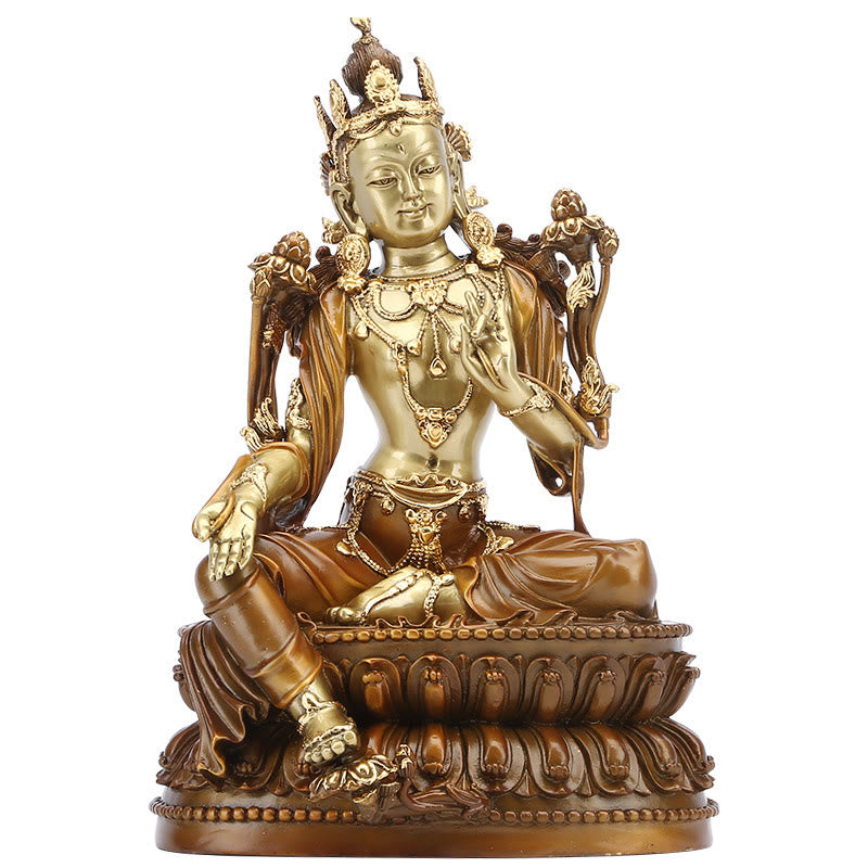 Buddha Stones菩薩緑多羅像守護真鍮銅像家供養装飾 - image 12