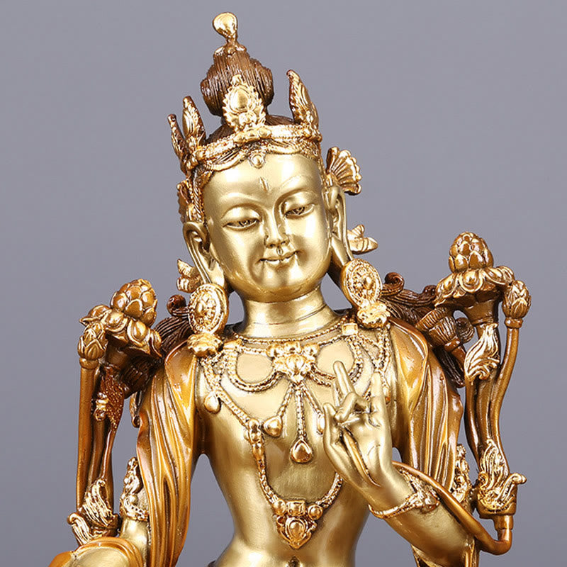 Buddha Stones菩薩緑多羅像守護真鍮銅像家供養装飾 - image 6