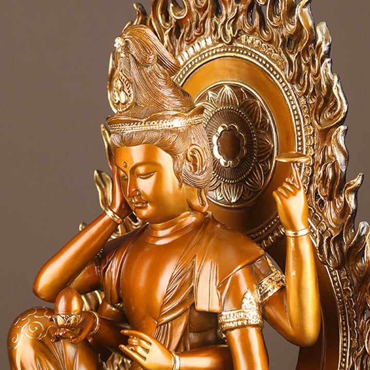 観音菩薩 成功のBuddha Stones真鍮銅像 家庭用 デスク 祭壇 装飾 - image 8