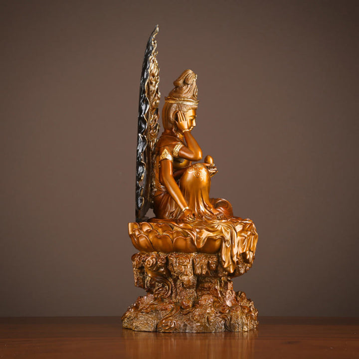 観音菩薩 成功のBuddha Stones真鍮銅像 家庭用 デスク 祭壇 装飾
