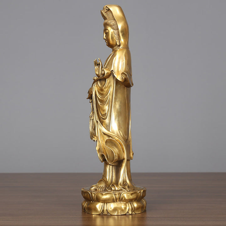 Buddha Stones黄金立像 観音菩薩 富 真鍮 銅像 自宅 机 装飾