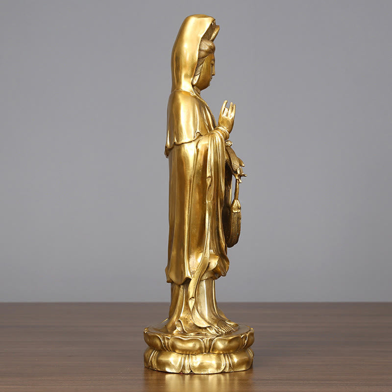 Buddha Stones黄金立像 観音菩薩 富 真鍮 銅像 自宅 机 装飾 - image 3