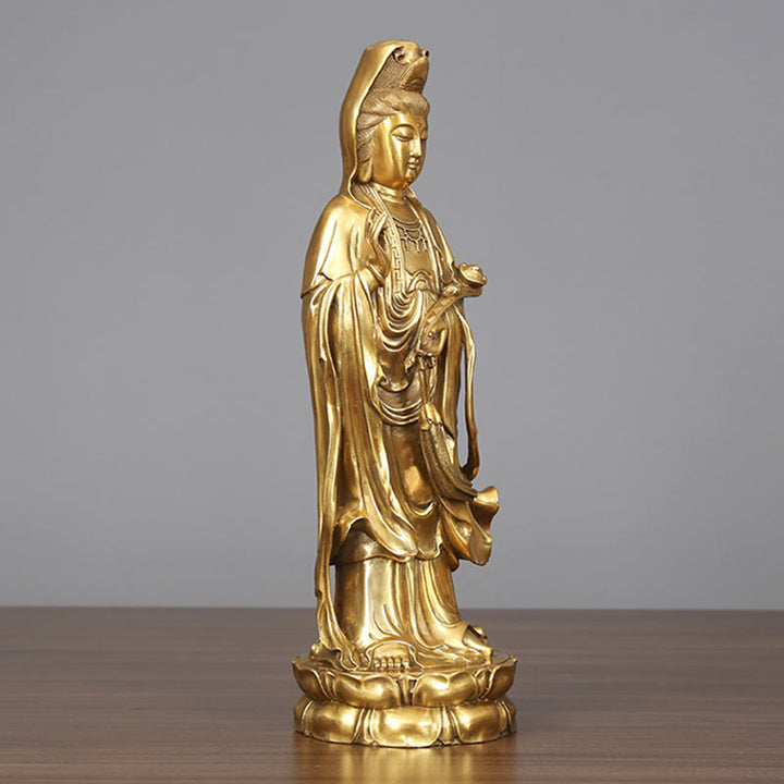 Buddha Stones黄金立像 観音菩薩 富 真鍮 銅像 自宅 机 装飾