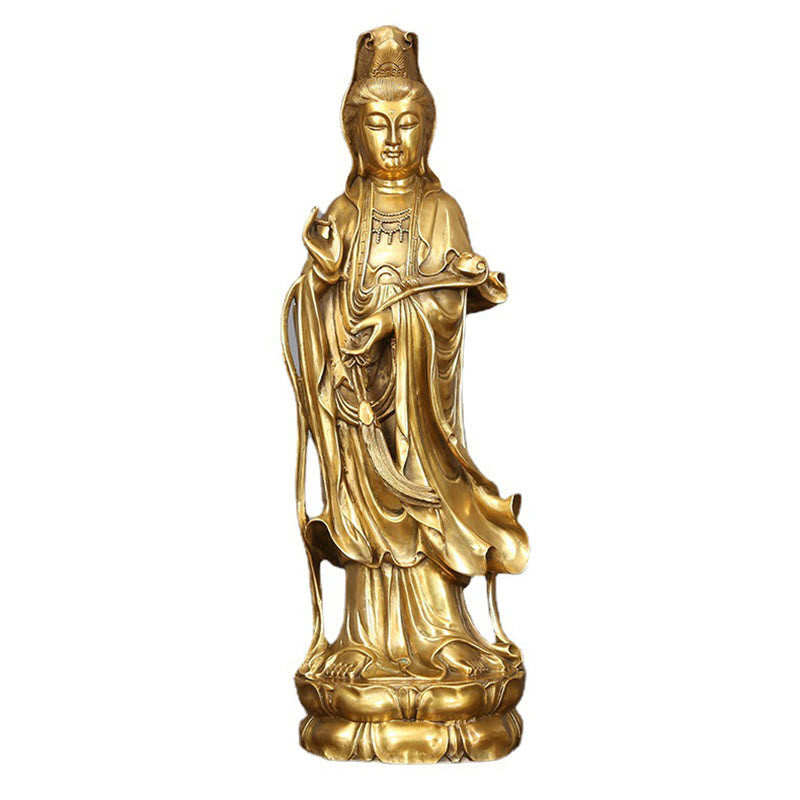 Buddha Stones黄金立像 観音菩薩 富 真鍮 銅像 自宅 机 装飾