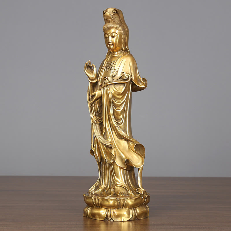 Buddha Stones黄金立像 観音菩薩 富 真鍮 銅像 自宅 机 装飾