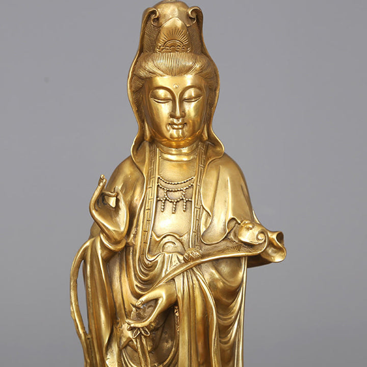 Buddha Stones黄金立像 観音菩薩 富 真鍮 銅像 自宅 机 装飾 - image 7