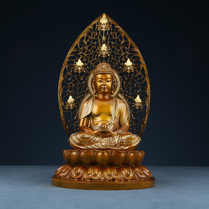 Buddha Stones釈迦牟尼 阿弥陀仏 薬師如来 置物 静寂の銅像 家へのお供え装飾 - image 8