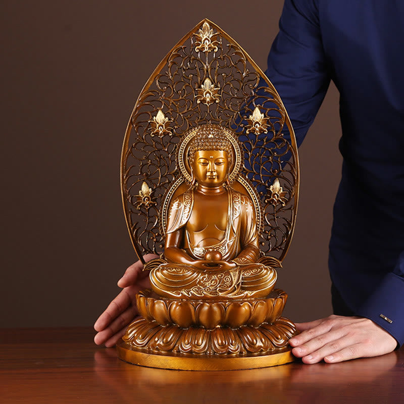Buddha Stones釈迦牟尼 阿弥陀仏 薬師如来 置物 静寂の銅像 家へのお供え装飾 - image 16