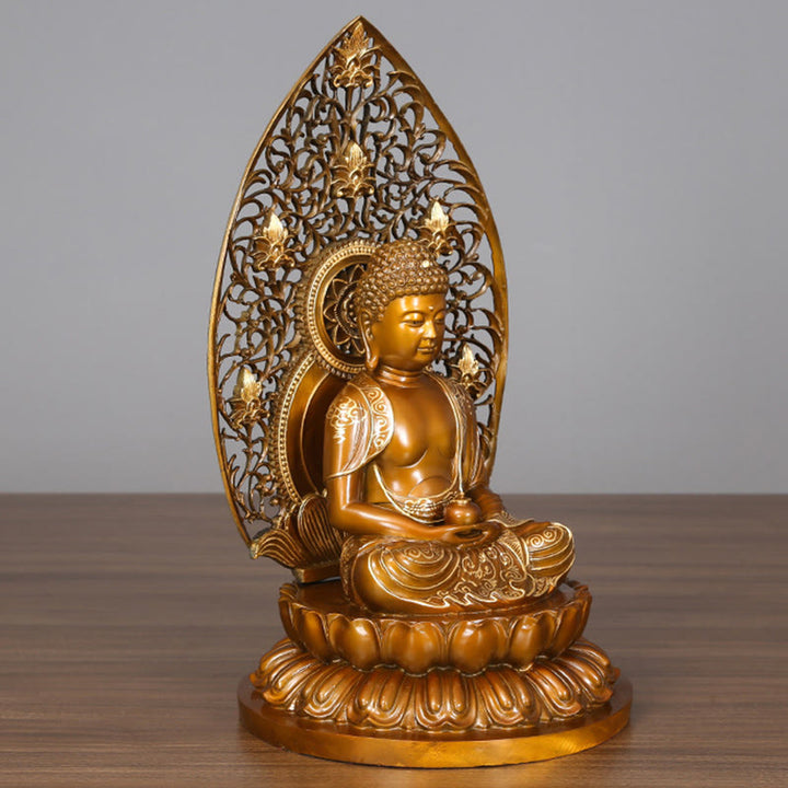 Buddha Stones釈迦牟尼 阿弥陀仏 薬師如来 置物 静寂の銅像 家へのお供え装飾