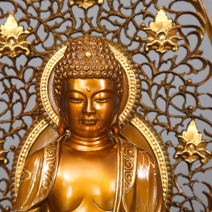 Buddha Stones釈迦牟尼 阿弥陀仏 薬師如来 置物 静寂の銅像 家へのお供え装飾 - image 9