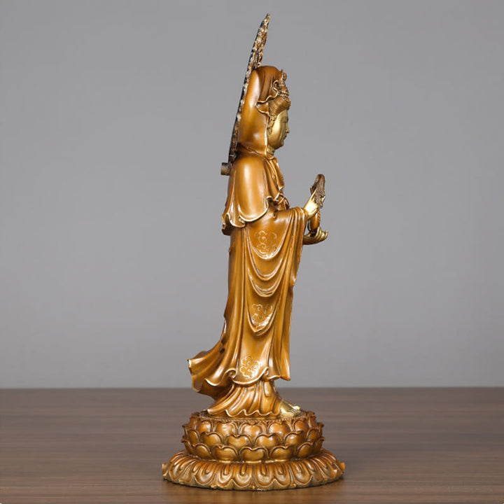 Buddha Stones菩薩 蓮華 オーラ 成功 真鍮 銅像 室内装飾