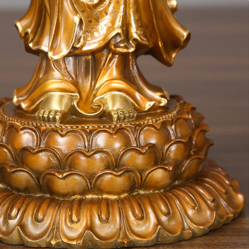 Buddha Stones菩薩 蓮華 オーラ 成功 真鍮 銅像 室内装飾
