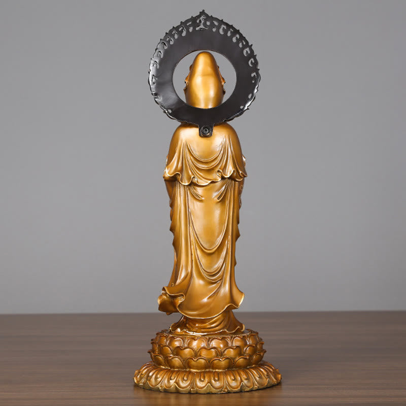 Buddha Stones菩薩 蓮華 オーラ 成功 真鍮 銅像 室内装飾 - image 2