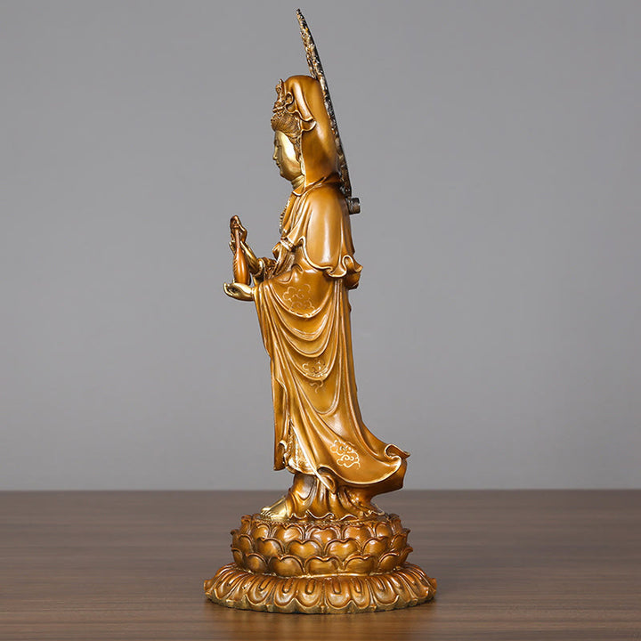 Buddha Stones菩薩 蓮華 オーラ 成功 真鍮 銅像 室内装飾