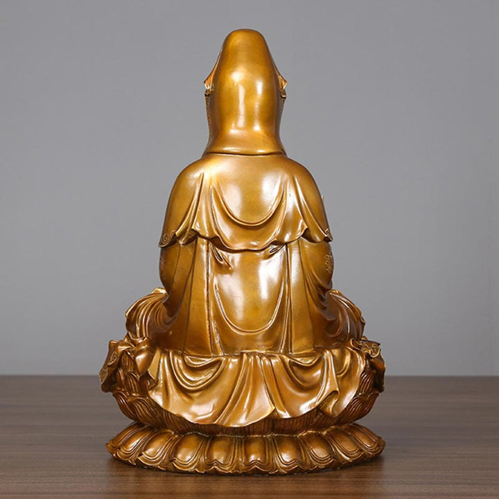 観音Buddha Stones蓮華座像 真鍮銅像 家庭用祭壇装飾 - image 2