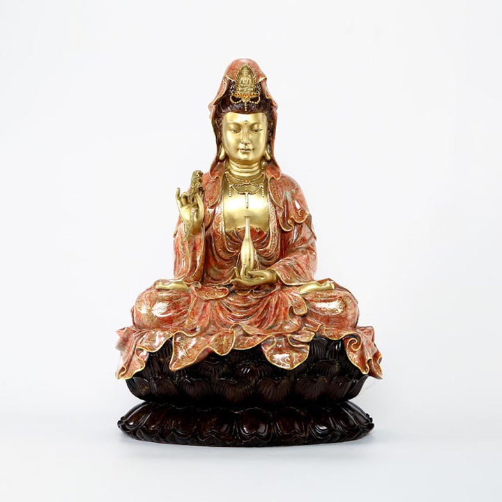 観音Buddha Stones蓮華座像 真鍮銅像 家庭用祭壇装飾