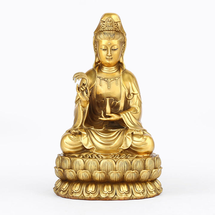 Buddha Stones観音菩薩 柳の瓶を持つ ハーモニー 真鍮銅像 室内装飾