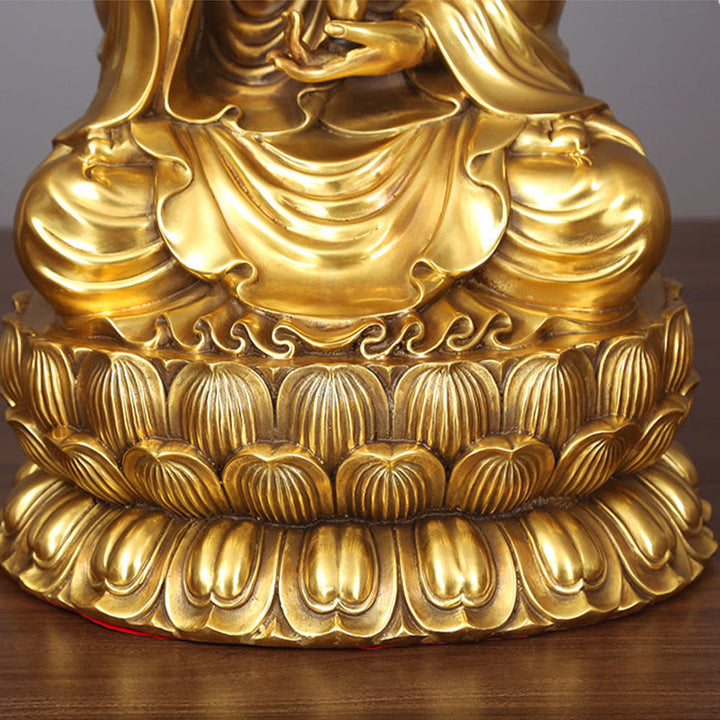 Buddha Stones観音菩薩 柳の瓶を持つ ハーモニー 真鍮銅像 室内装飾 - image 16