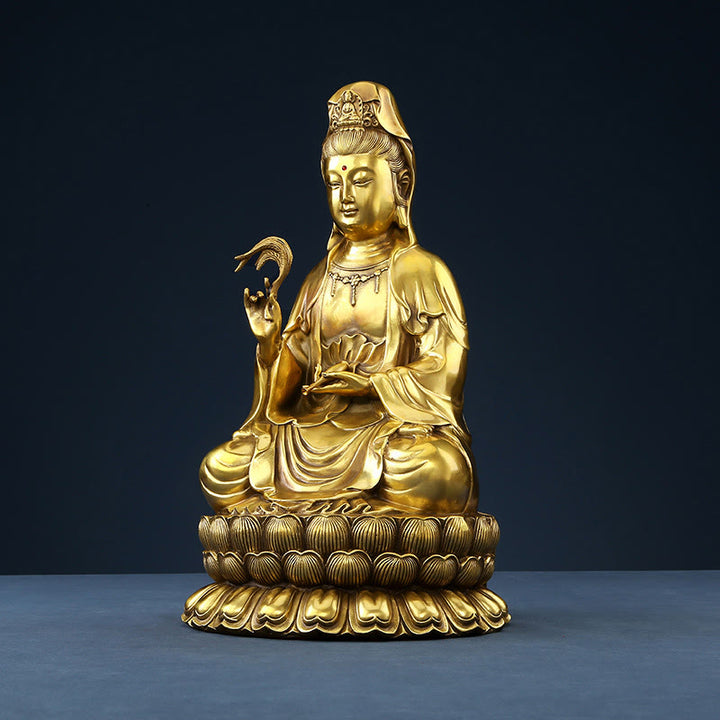 Buddha Stones観音菩薩 柳の瓶を持つ ハーモニー 真鍮銅像 室内装飾 - image 19