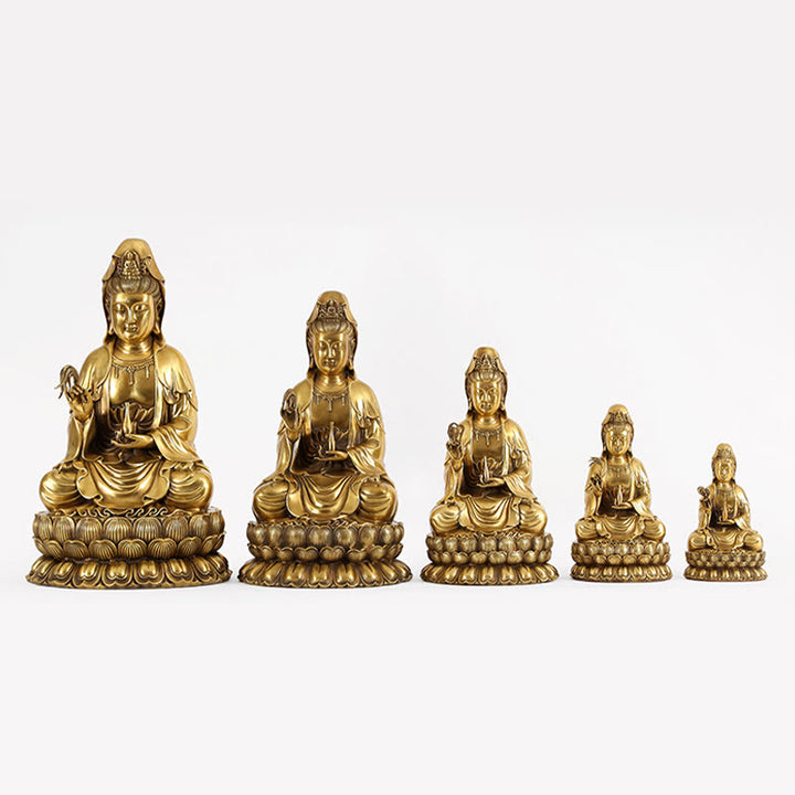 Buddha Stones観音菩薩 柳の瓶を持つ ハーモニー 真鍮銅像 室内装飾 - image 21