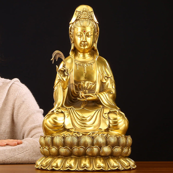 Buddha Stones観音菩薩 柳の瓶を持つ ハーモニー 真鍮銅像 室内装飾 - image 17