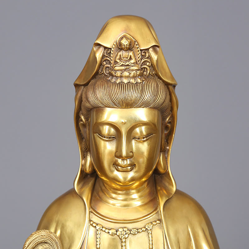 Buddha Stones観音菩薩 柳の瓶を持つ ハーモニー 真鍮銅像 室内装飾