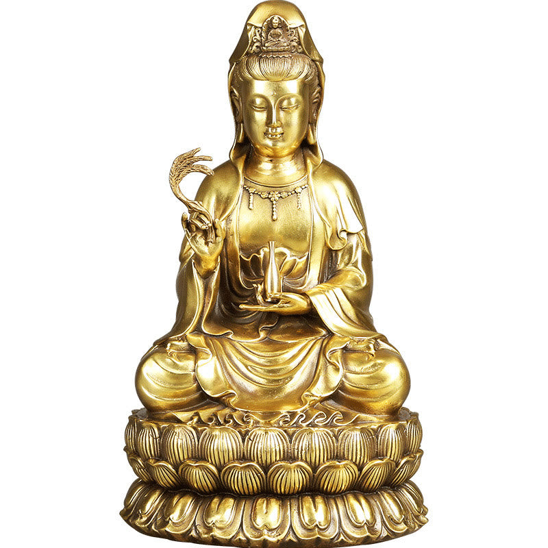 Buddha Stones観音菩薩 柳の瓶を持つ ハーモニー 真鍮銅像 室内装飾 - image 20