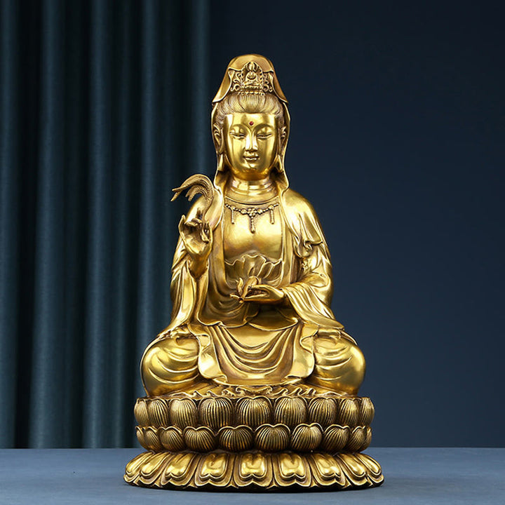Buddha Stones観音菩薩 柳の瓶を持つ ハーモニー 真鍮銅像 室内装飾