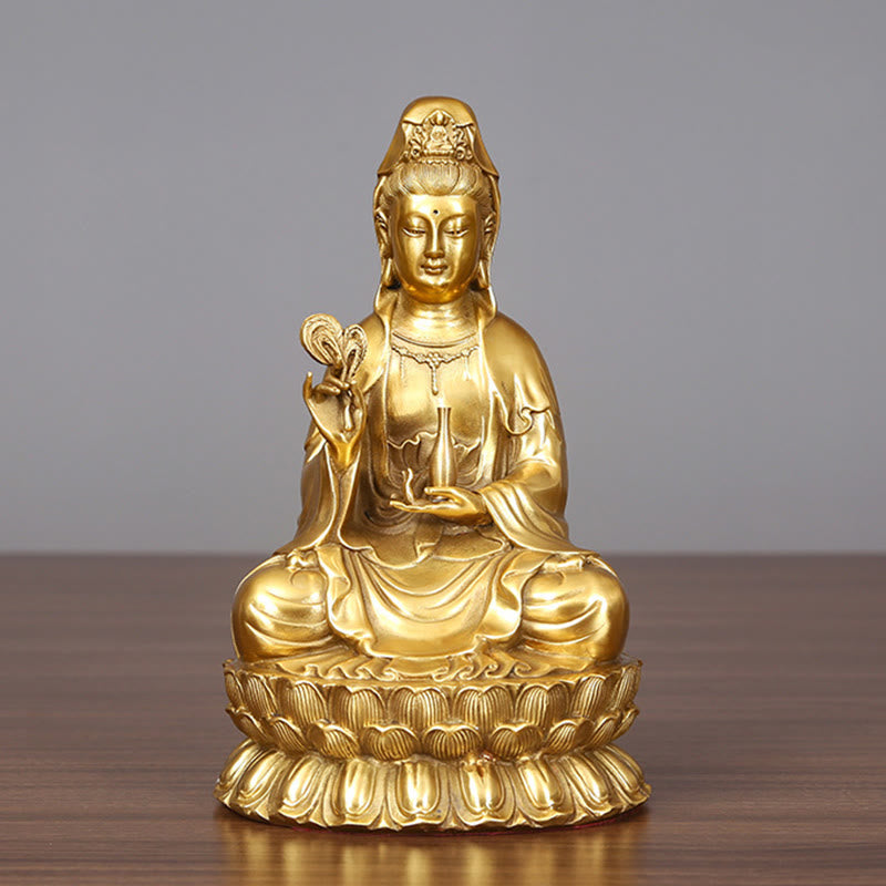 Buddha Stones観音菩薩 柳の瓶を持つ ハーモニー 真鍮銅像 室内装飾 - image 3