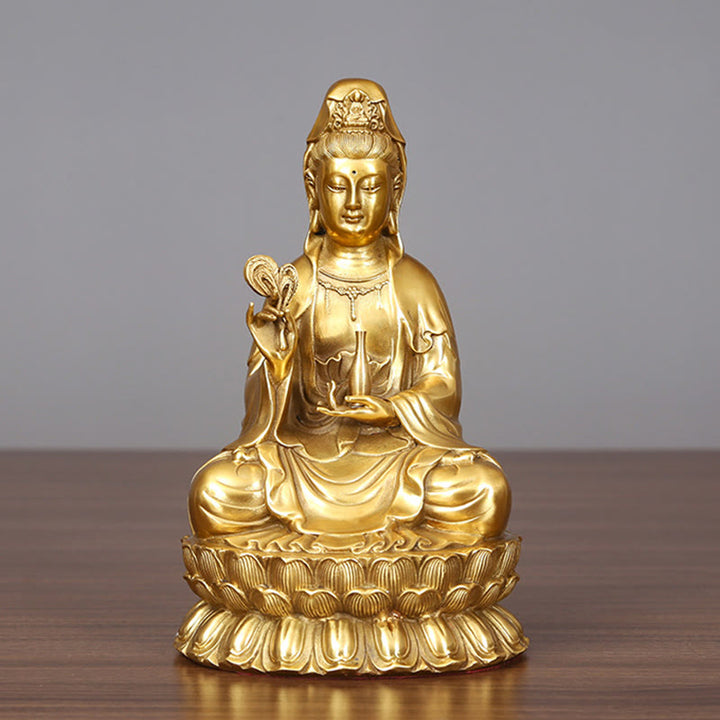 Buddha Stones観音菩薩 柳の瓶を持つ ハーモニー 真鍮銅像 室内装飾 - image 3