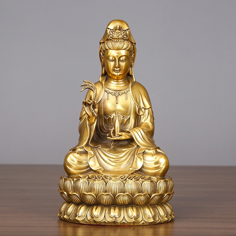 Buddha Stones観音菩薩 柳の瓶を持つ ハーモニー 真鍮銅像 室内装飾 - image 6
