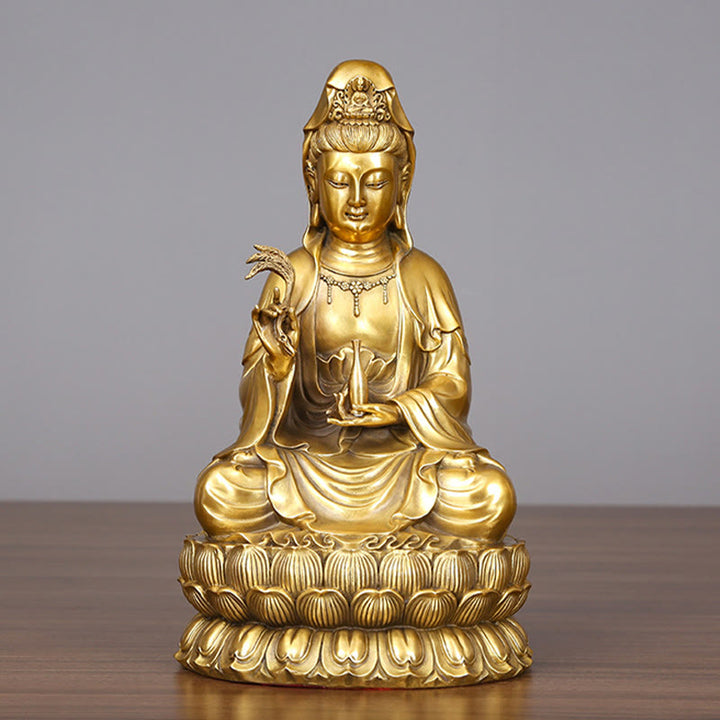 Buddha Stones観音菩薩 柳の瓶を持つ ハーモニー 真鍮銅像 室内装飾 - image 6