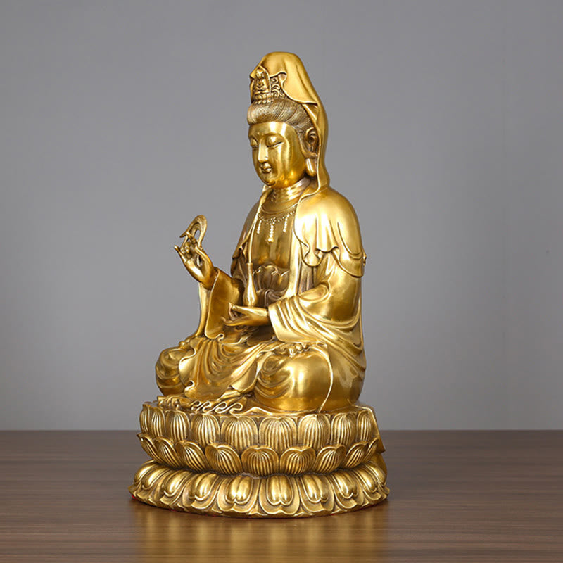 Buddha Stones観音菩薩 柳の瓶を持つ ハーモニー 真鍮銅像 室内装飾 - image 13