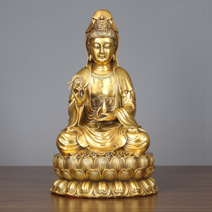 Buddha Stones観音菩薩 柳の瓶を持つ ハーモニー 真鍮銅像 室内装飾 - image 11