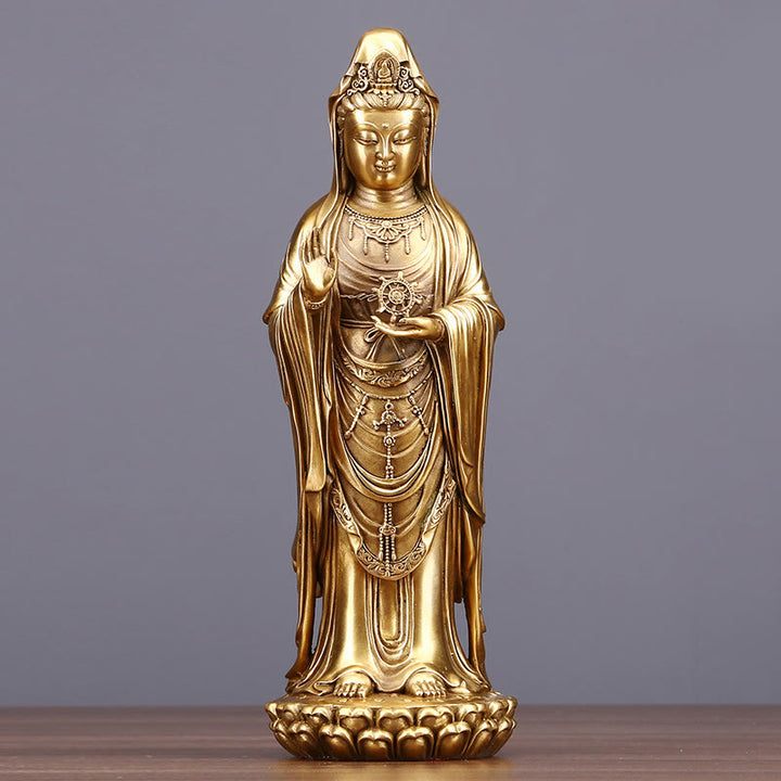 Buddha Stones観音菩薩 法輪宝珠 真鍮銅像 装飾品 - 観音菩薩 11×27.5cm - image 2