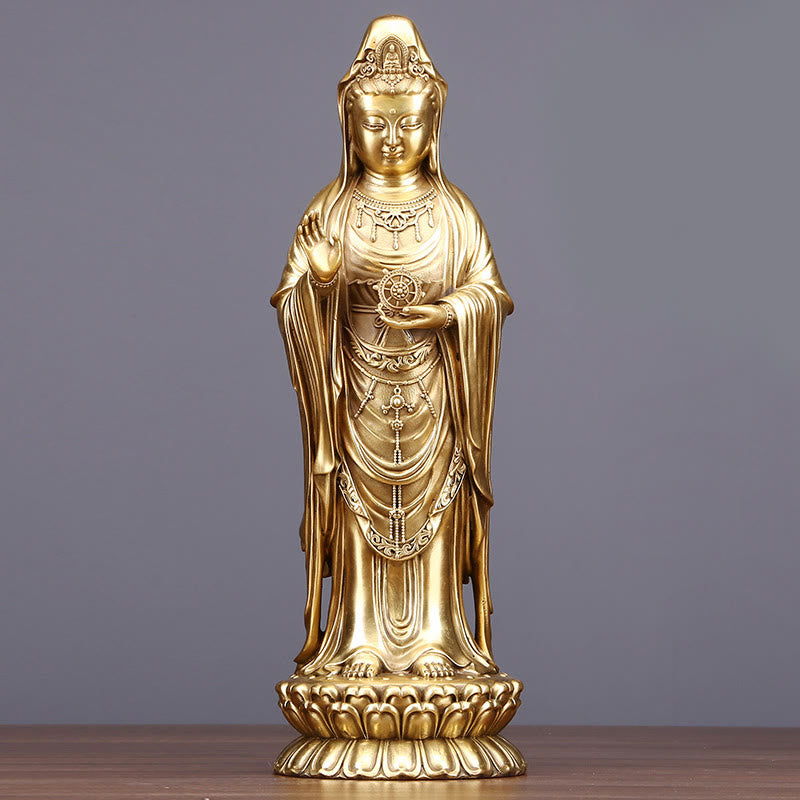 Buddha Stones観音菩薩 法輪宝珠 真鍮銅像 装飾品
