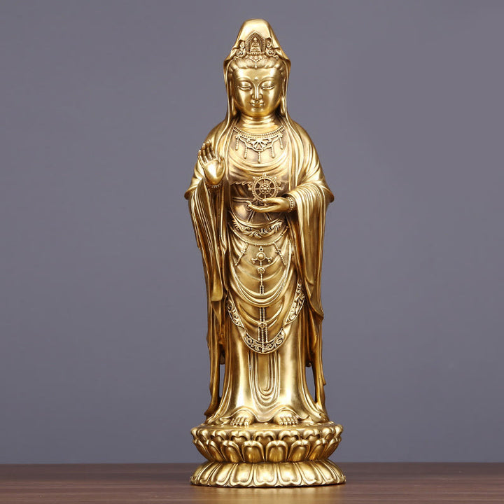 Buddha Stones観音菩薩 法輪宝珠 真鍮銅像 装飾品