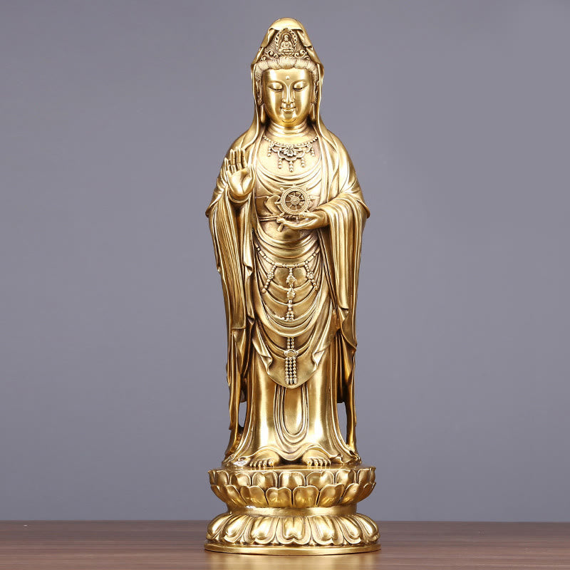 Buddha Stones観音菩薩 法輪宝珠 真鍮銅像 装飾品