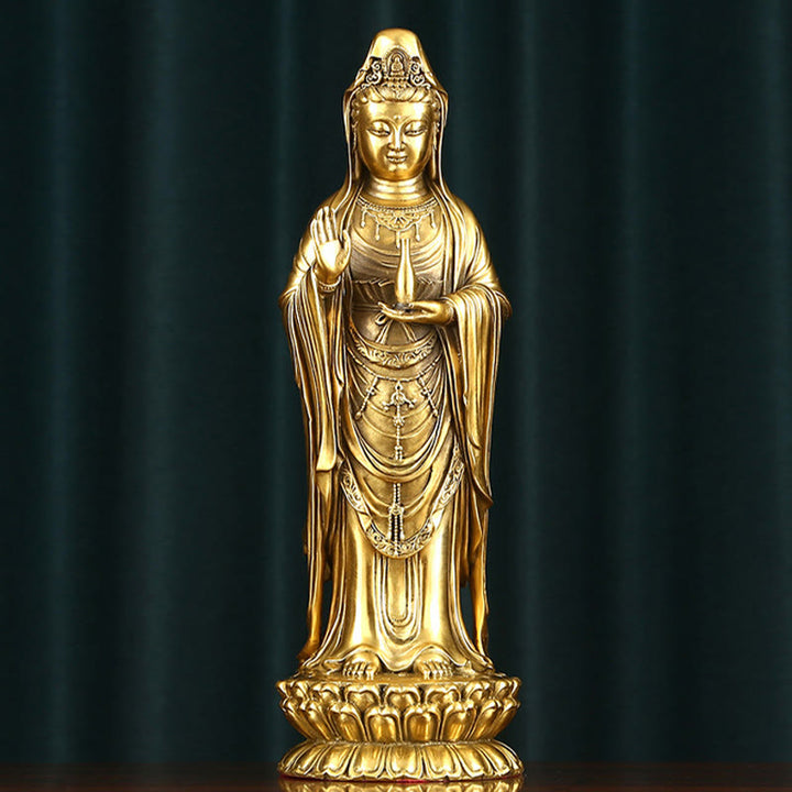 Buddha Stones観音菩薩 法輪宝珠 真鍮銅像 装飾品