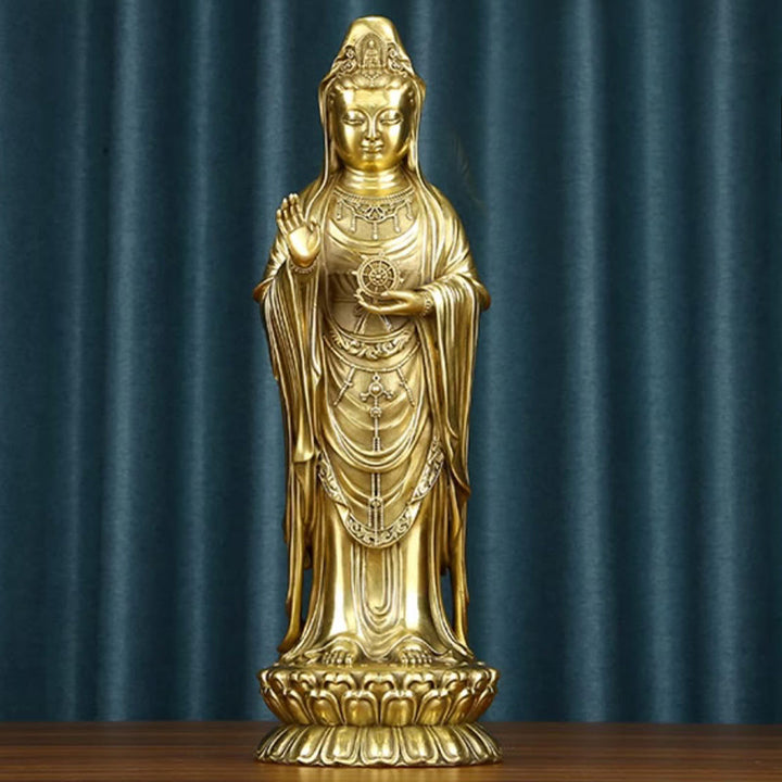 Buddha Stones観音菩薩 法輪宝珠 真鍮銅像 装飾品