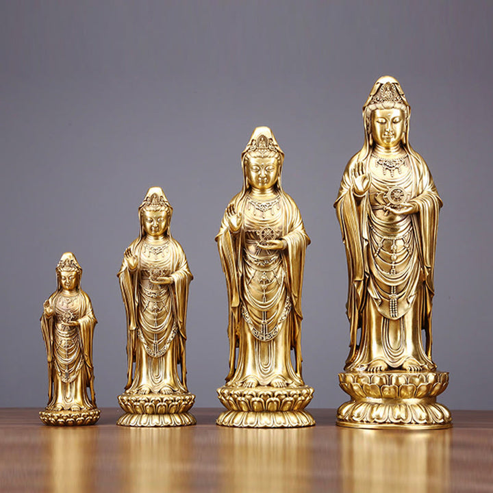 Buddha Stones観音菩薩 法輪宝珠 真鍮銅像 装飾品
