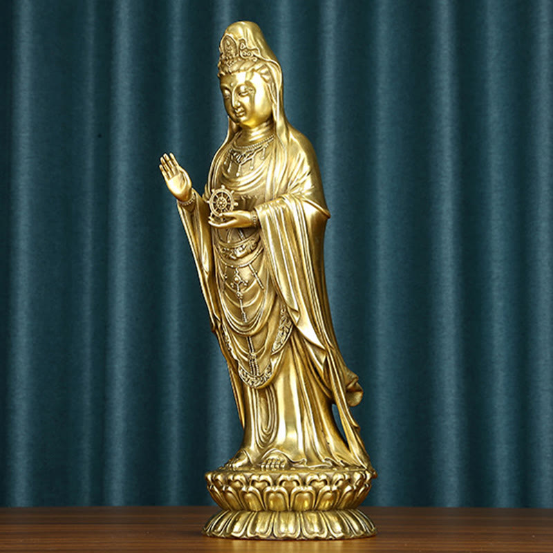 Buddha Stones観音菩薩 法輪宝珠 真鍮銅像 装飾品