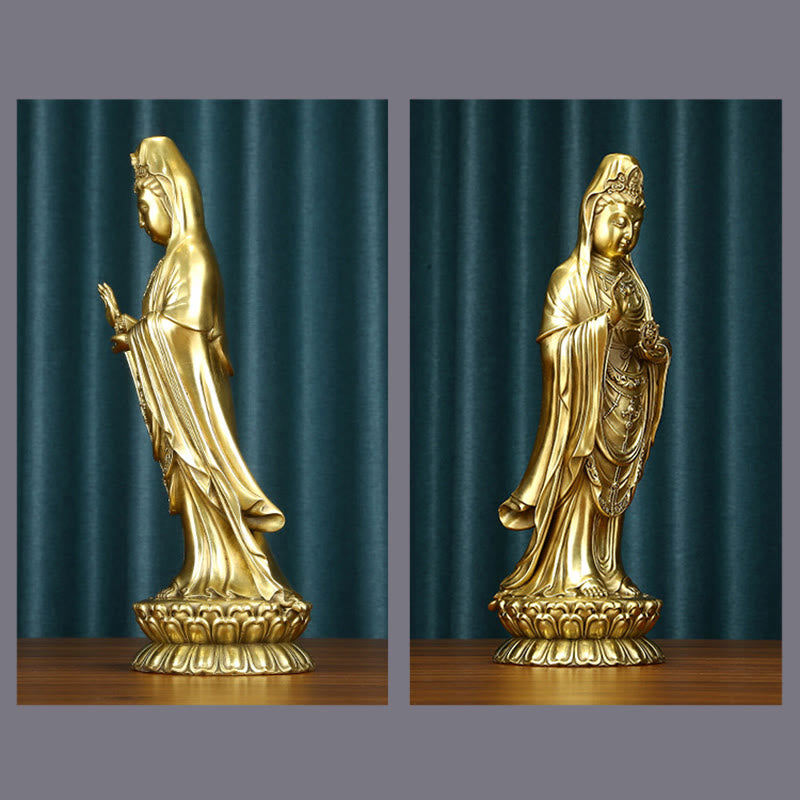 Buddha Stones観音菩薩 法輪宝珠 真鍮銅像 装飾品